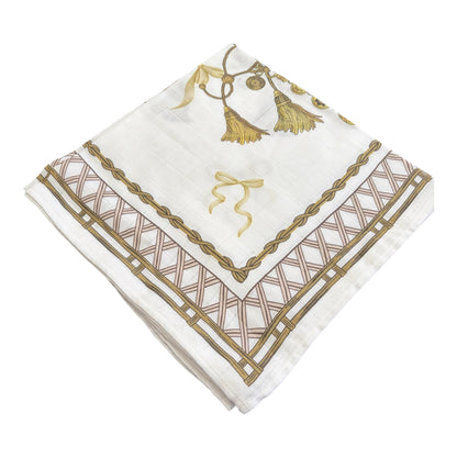 Gold tassels muslin dish cloth