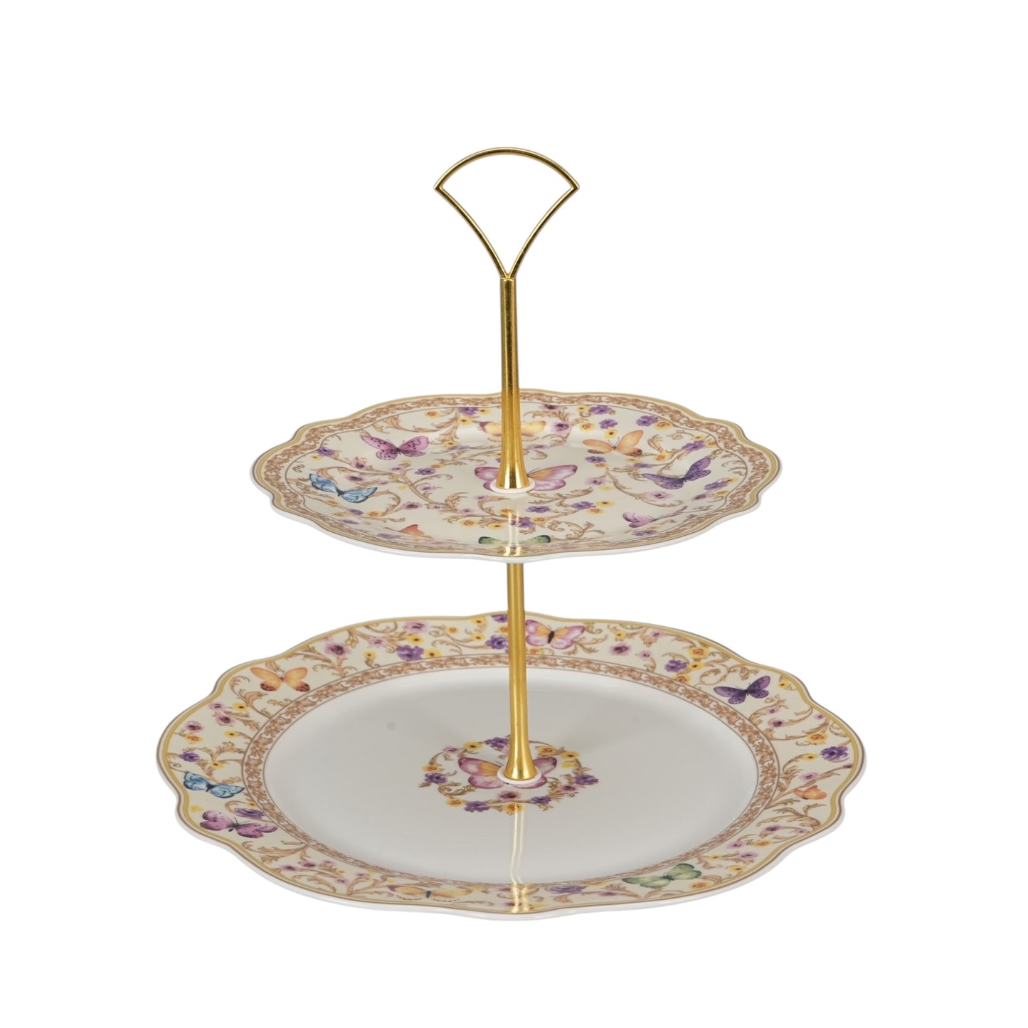 Ivory butterfly 2 tier cake stand