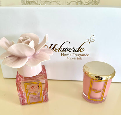 Pink  rose candle& diffuser small gift set