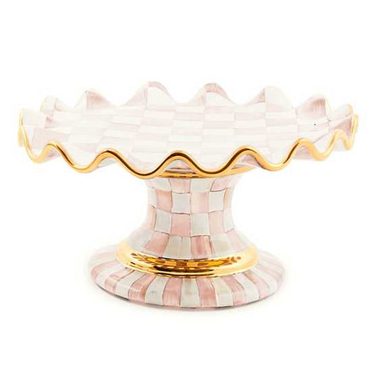 Rosy Check Ceramic Fluted Cake Stand