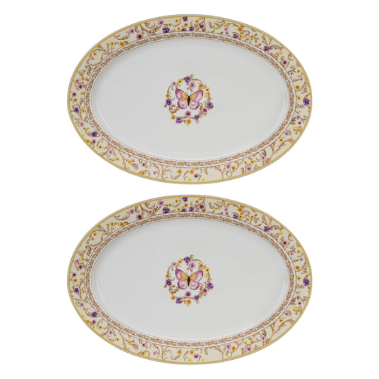 Ivory butterfly Pair of 16”ovel platter