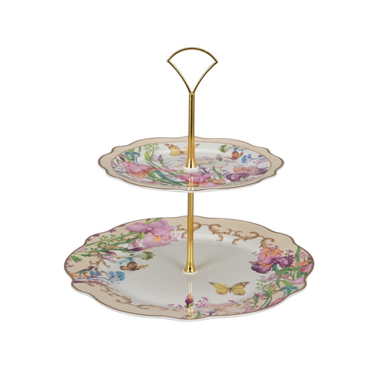 Fiore cream 2 tier cake stand