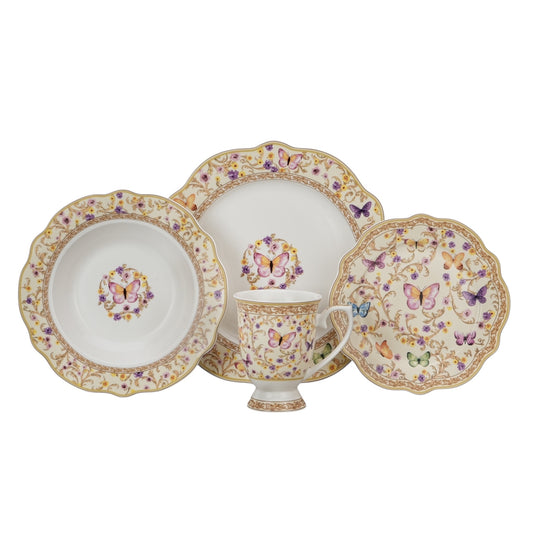 IVORY BUTTERFLY 24 PIECE DINNER SET