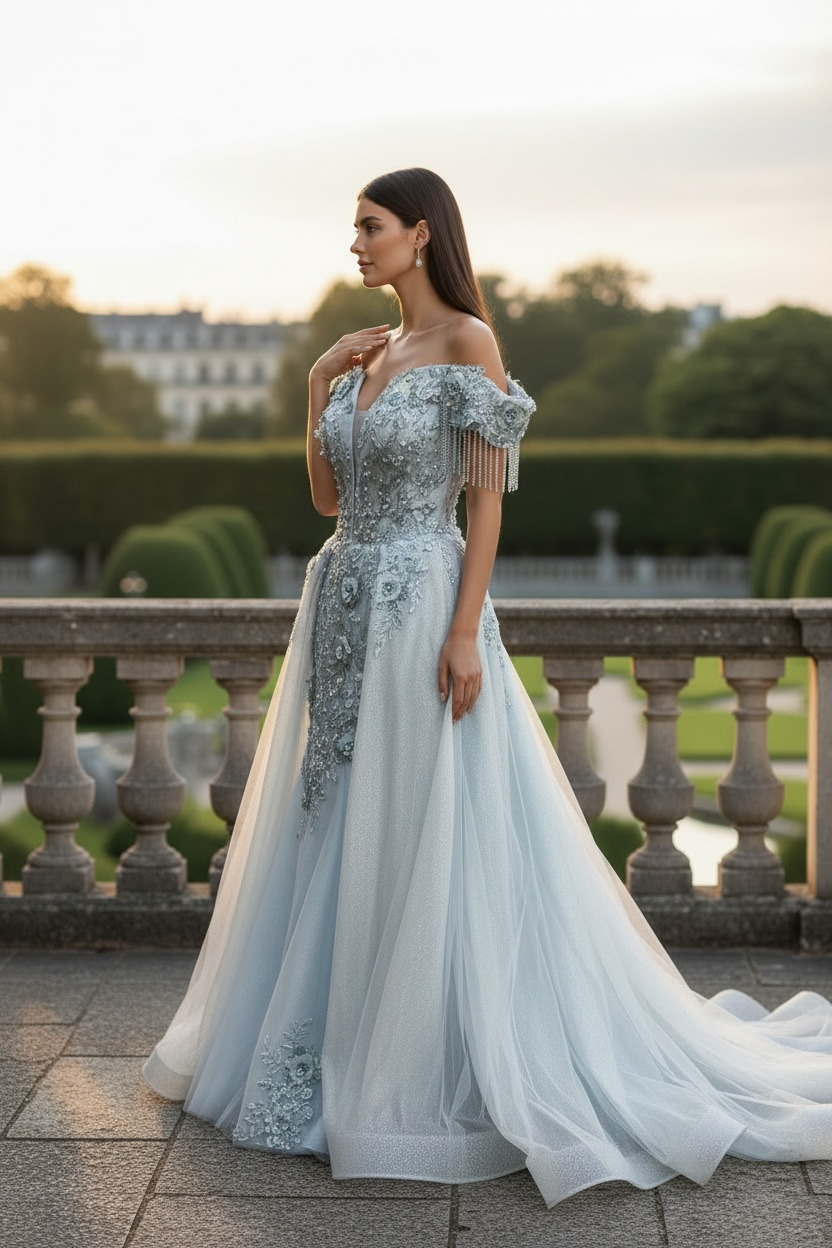Pale blue  Couture dress