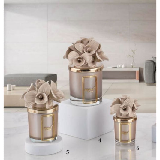 Capodimonte beige orchid candle