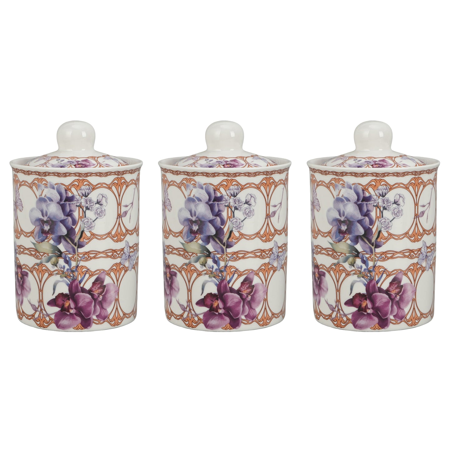 Lilac orchid canister set