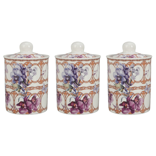 Lilac orchid canister set