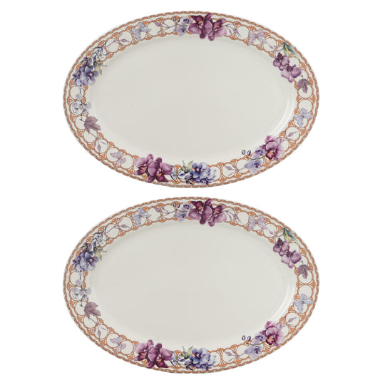 Lilac orchid Pair of 16”ovel platter