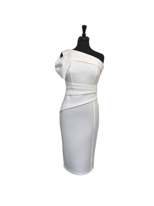 White  knee length pencil dress