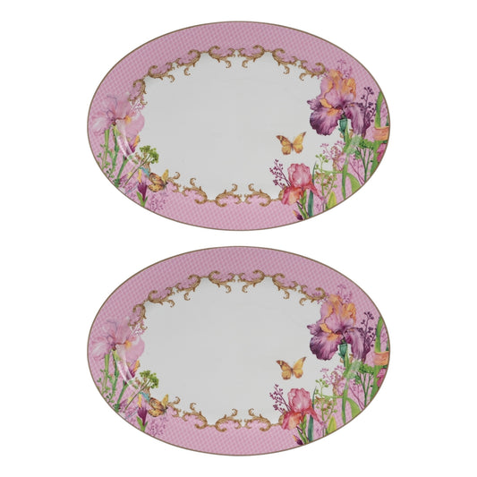 Fiore Rosa pink Pair of 16”ovel platter