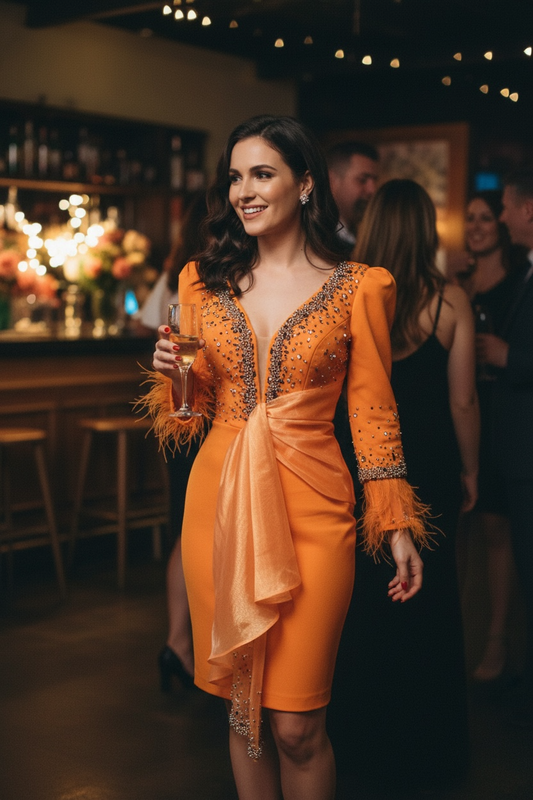 Orange pencil dress