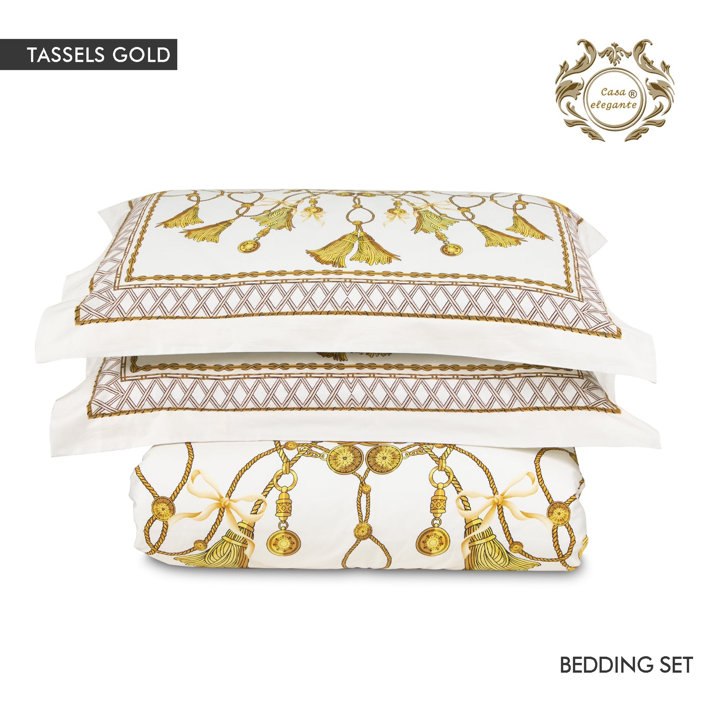 Gold tassels bedding set from
