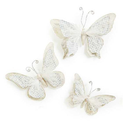 Sterling check Butterfly Clips, Set of 3