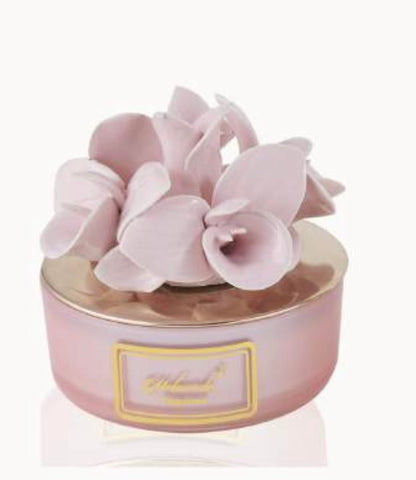 Capodimonte pink orchid candle
