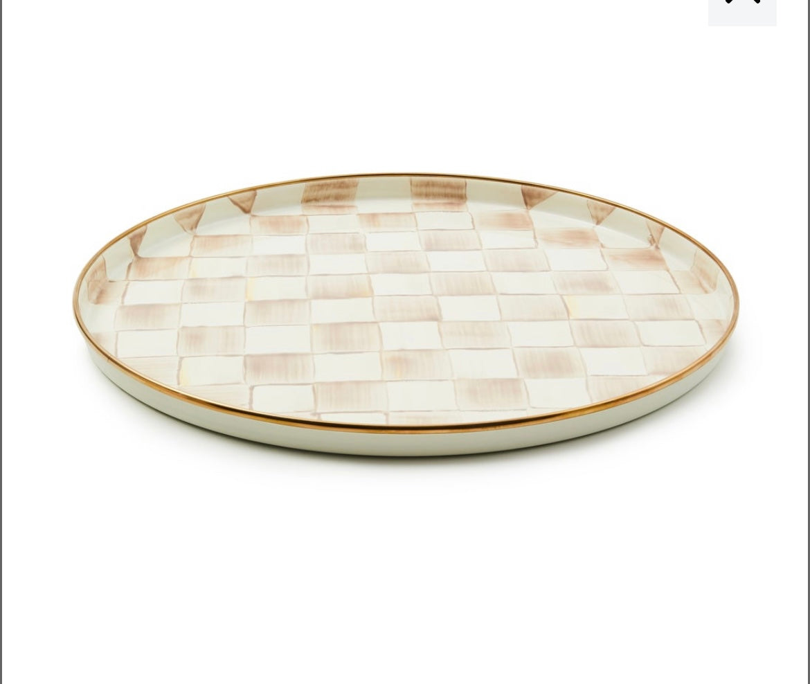 Mocha check round tray