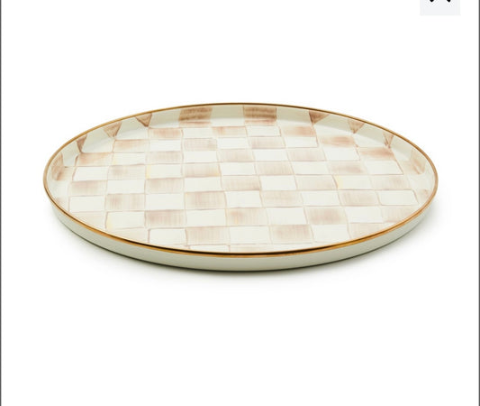 Mocha check round tray