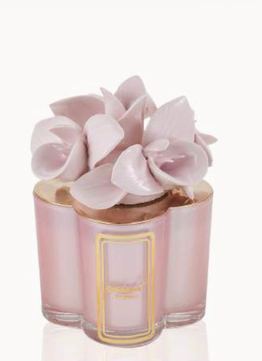 Capodimonte pink orchid candle