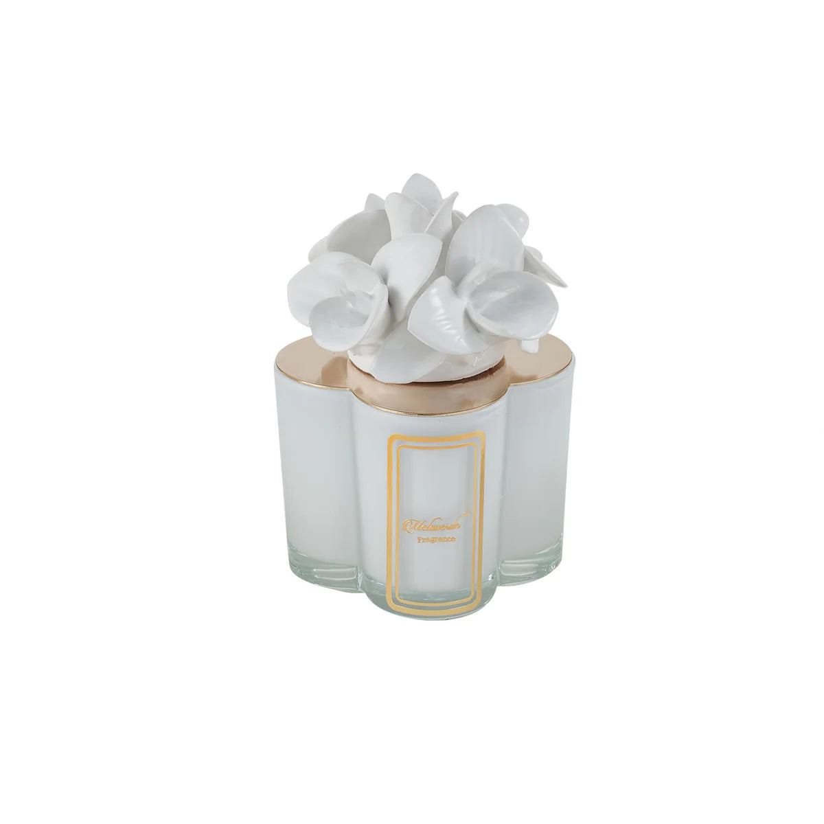 Capodimonte white orchid candle
