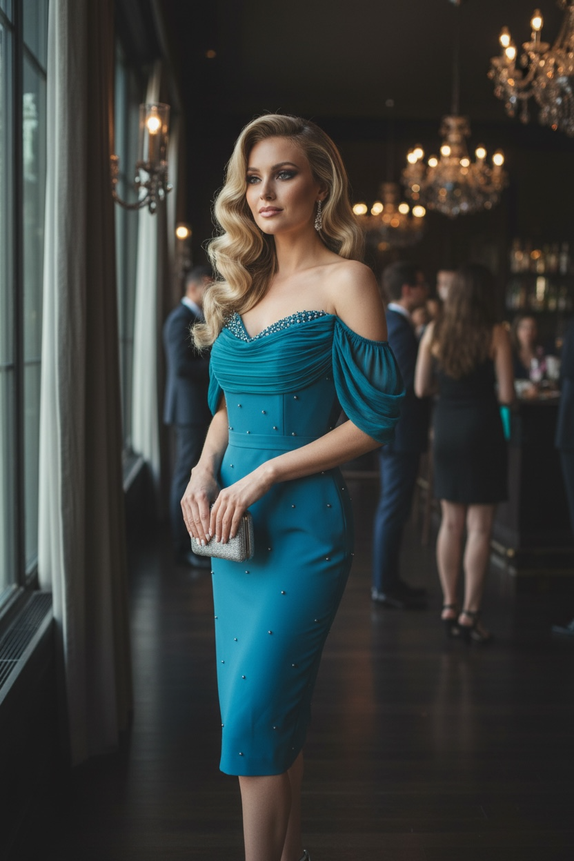 Teal knee length pencil dress Don't Be Jel Teal knee length pencil dress Don't Be Jel