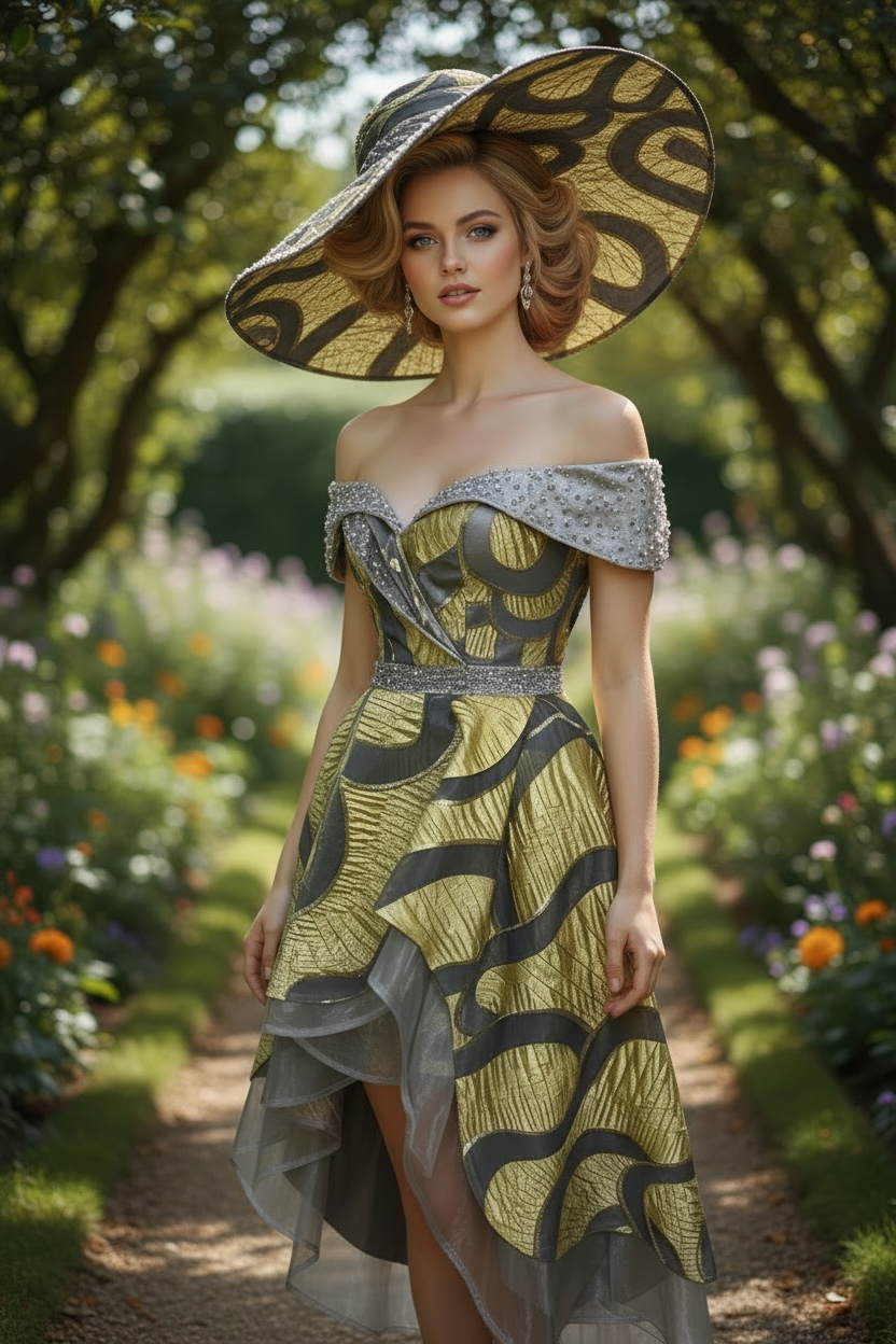 COUTURE CITROEN EN ZILVEREN JURK