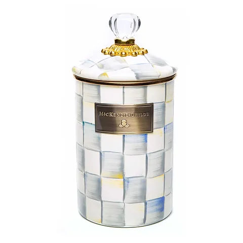 Sterling Check Enamel Canister - Large