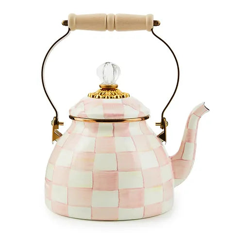 Rosy Check Enamel Tea Kettle - 2 Quart