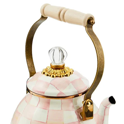 Rosy Check Enamel Tea Kettle - 2 Quart