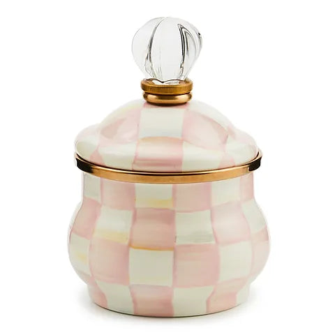 Rosy Check Enamel Lidded Sugar Bowl