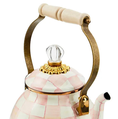 Rosy Check Enamel Tea Kettle - 3 Quart