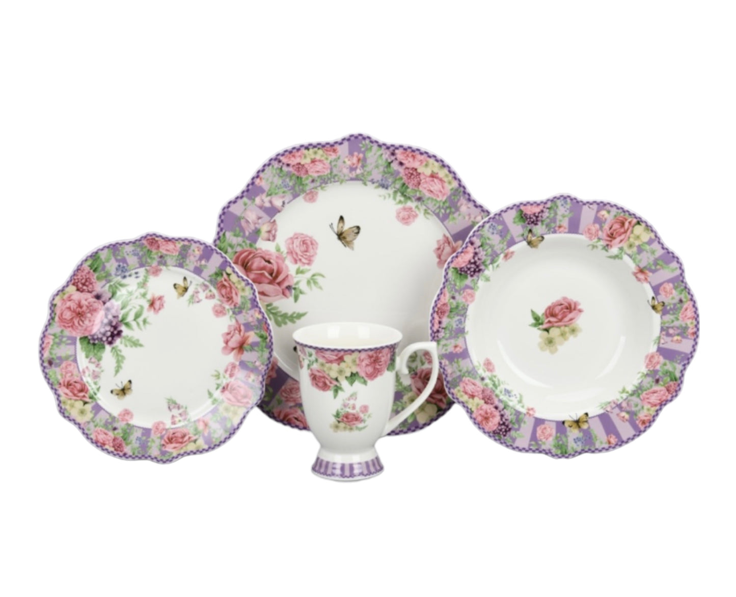 CONJUNTO DE JANTAR LILAC PRIMAVERA 24 PEÇAS