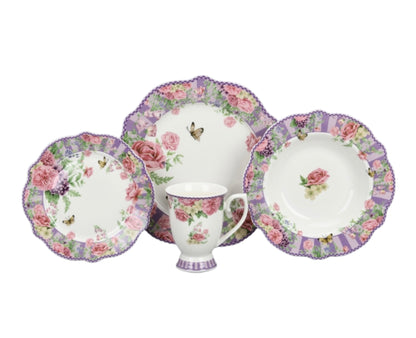 CONJUNTO DE JANTAR LILAC PRIMAVERA 24 PEÇAS