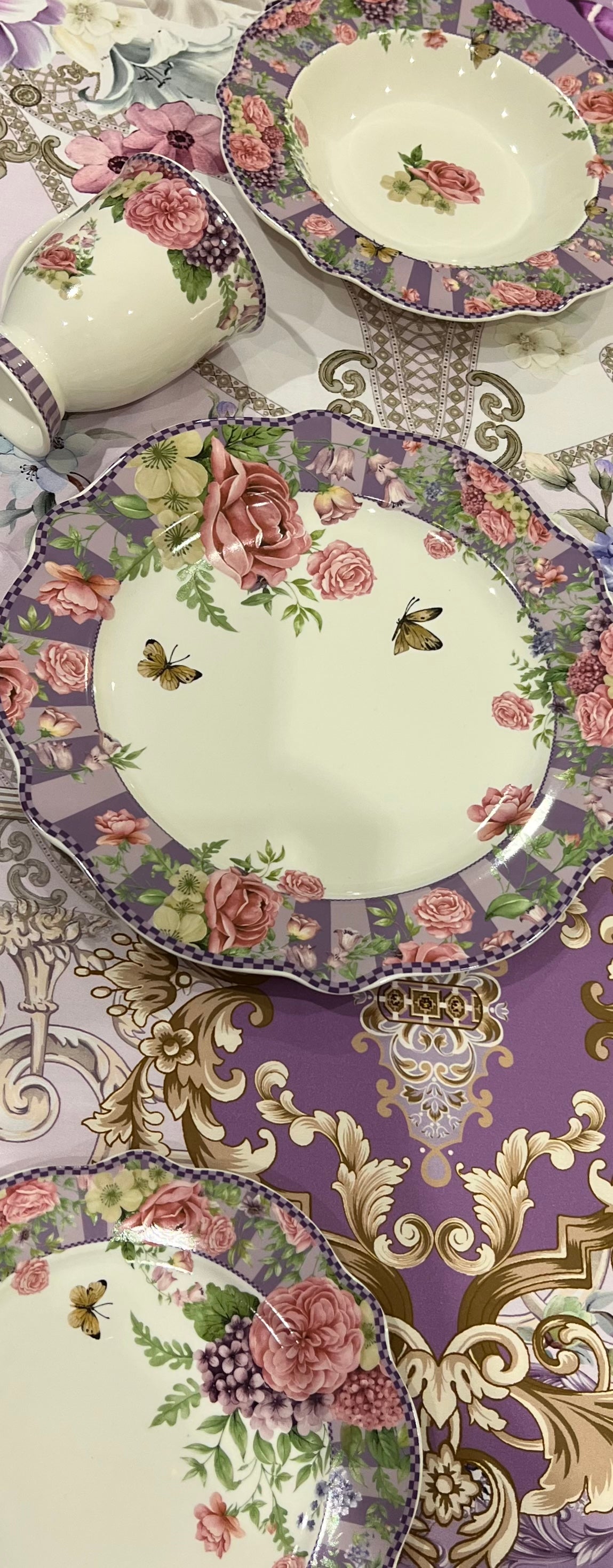 CONJUNTO DE JANTAR LILAC PRIMAVERA 24 PEÇAS