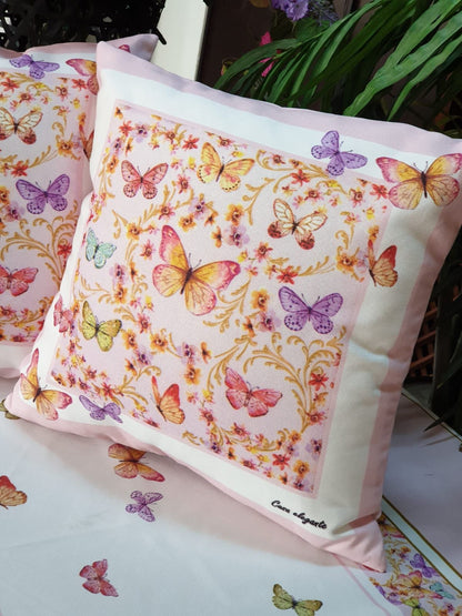 HOUSSE DE COUSSIN PAPILLON ROSE